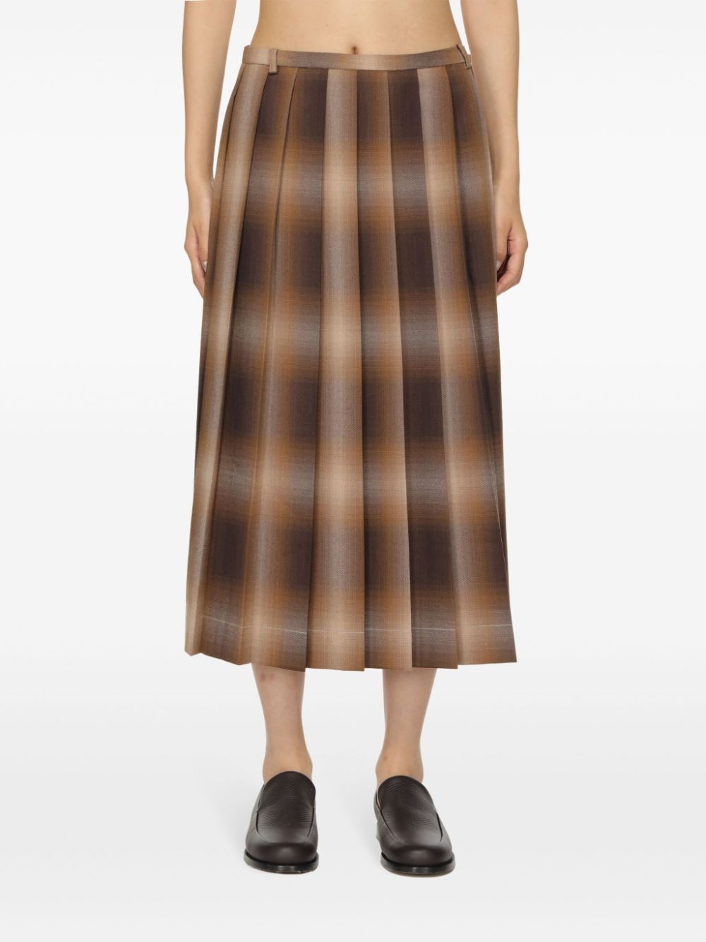 checked pleated skirt - 5