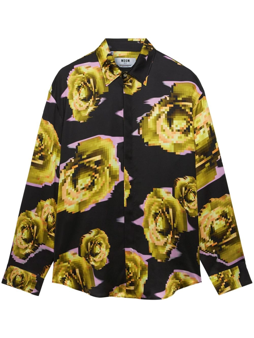 pixelated rose print shirt - 1