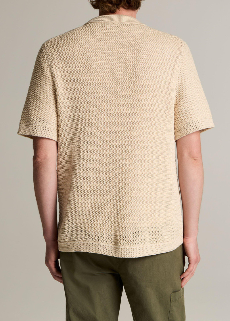 Vince Striped Crochet Cotton Short-Sleeve Button-Front Shirt outlook