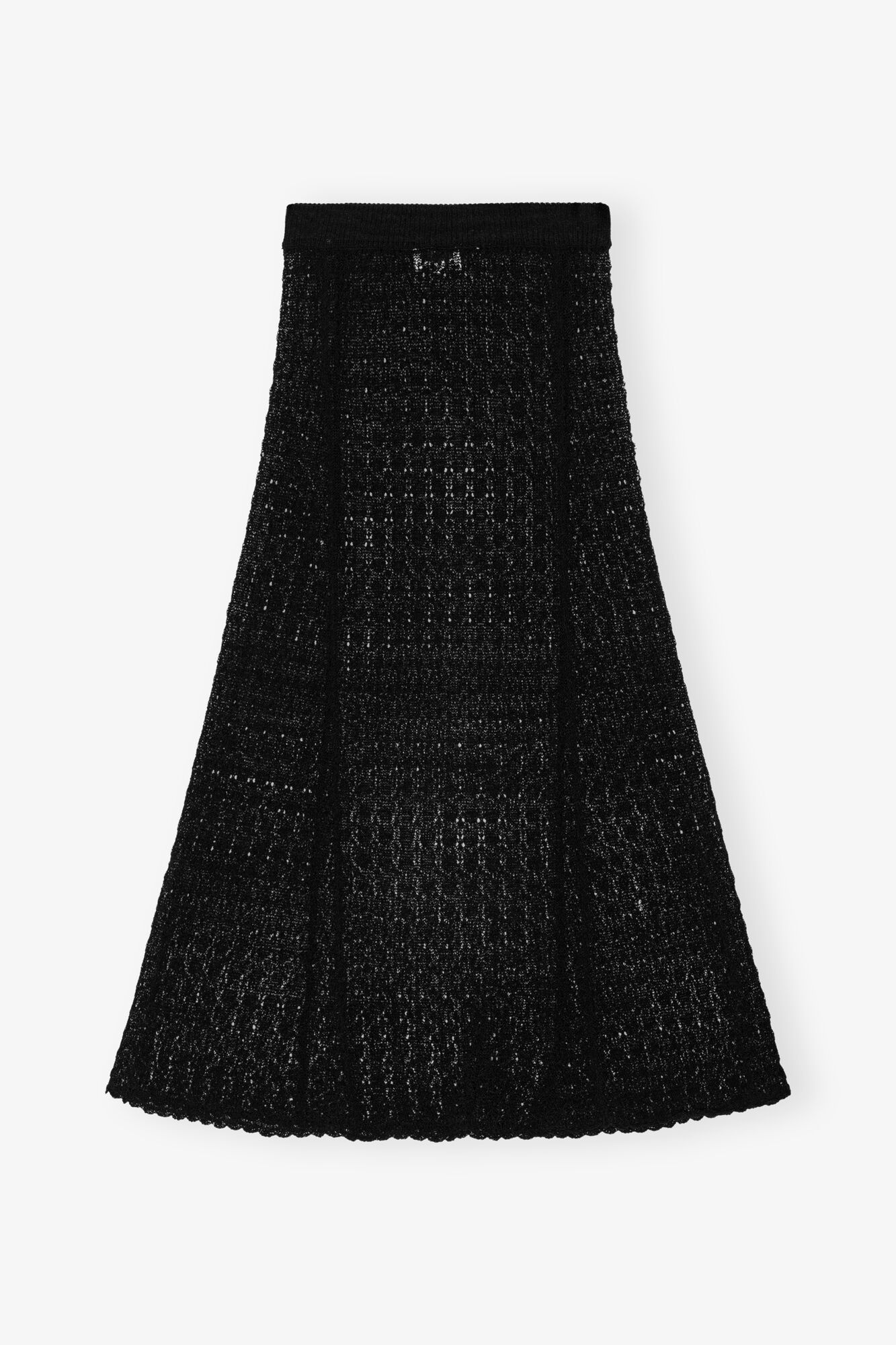 BLACK POINTELLE LONG SKIRT - 5