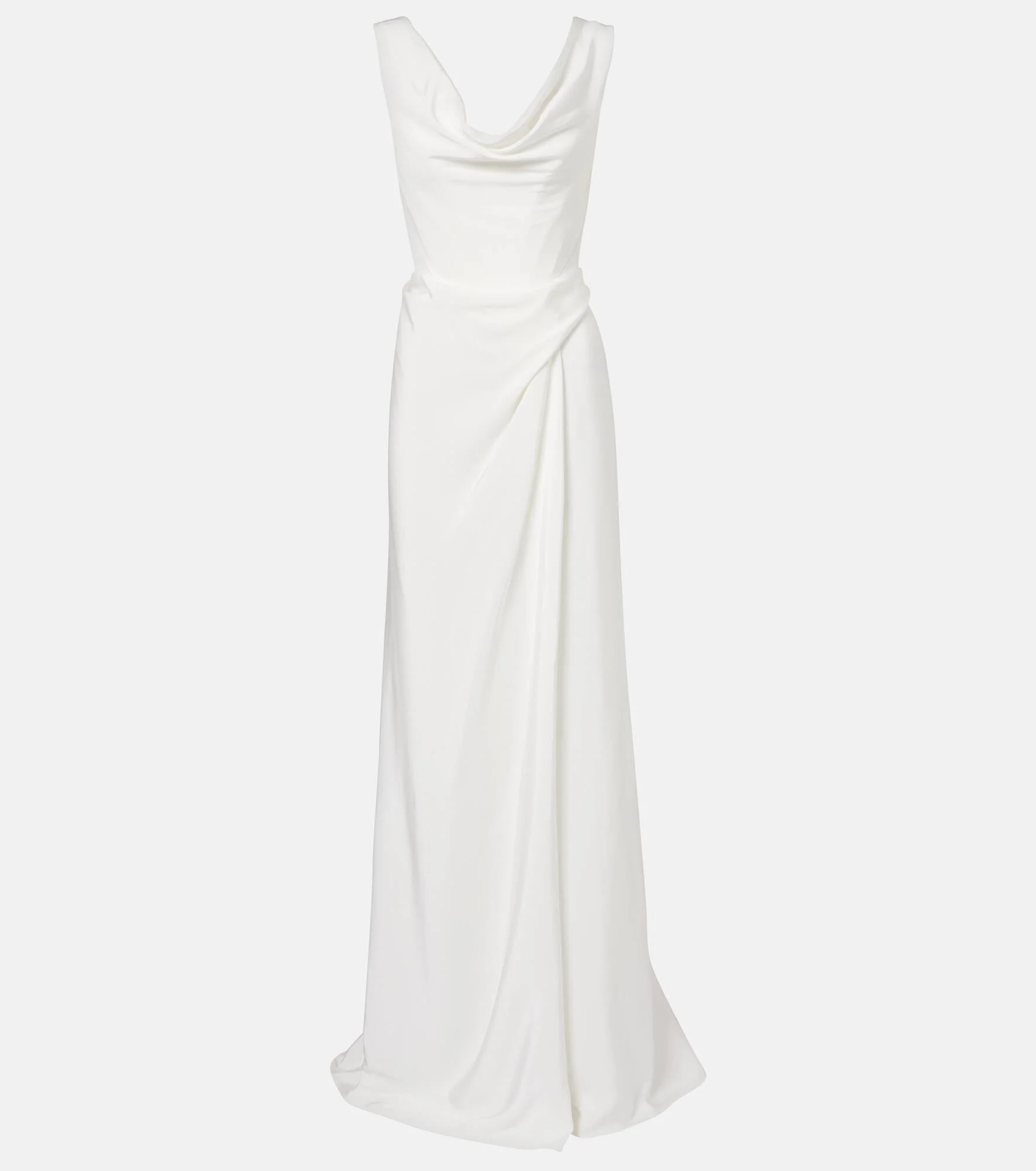 Bridal Mabel draped off-shoulder silk gown - 1