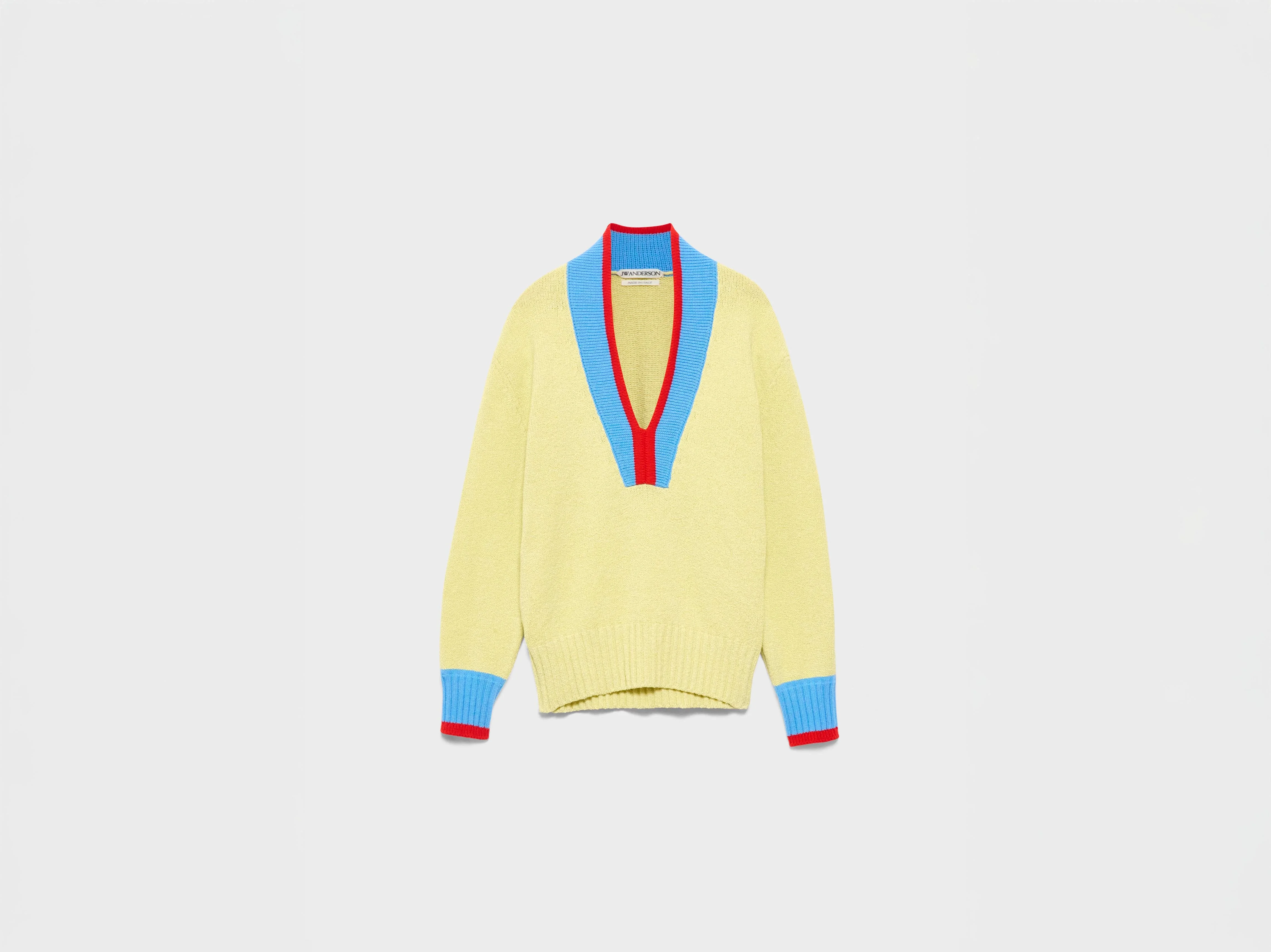 MENS CONTRAST TRIM JUMPER IN MAIZE - 1