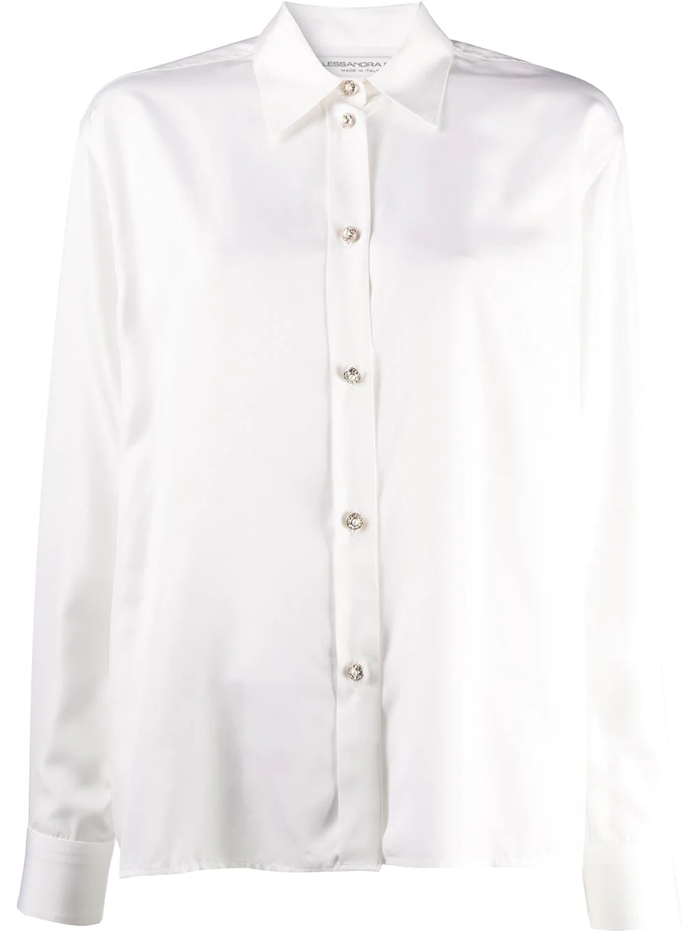 faux pearl-button shirt - 1