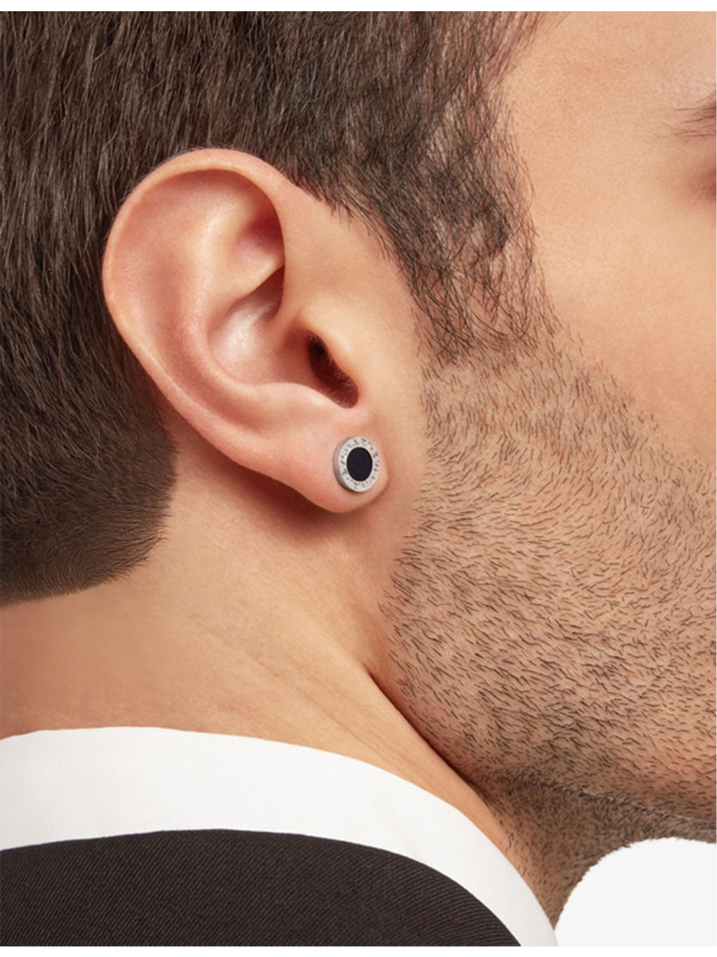 Bvlgari Bvlgari 18ct white-gold and black onyx single stud earring - 2