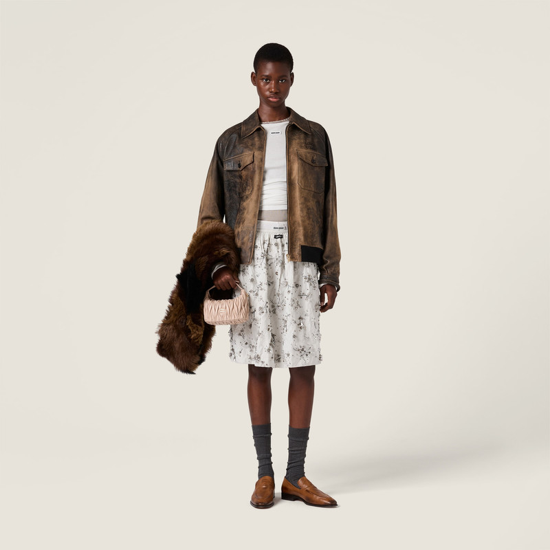 Miu Miu Waxed suede leather jacket outlook