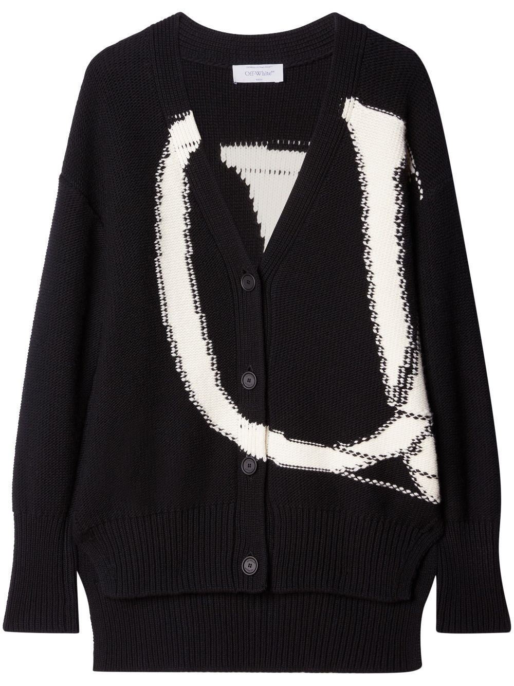 logo-intarsia wool cardigan - 1