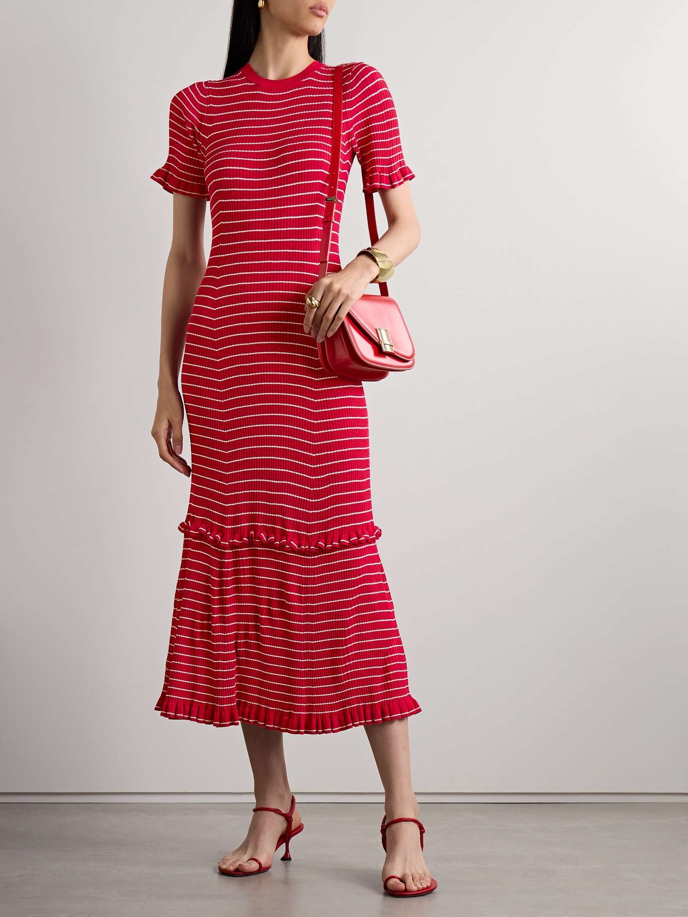 Delpini ruffled striped ribbed-knit midi dress - 2