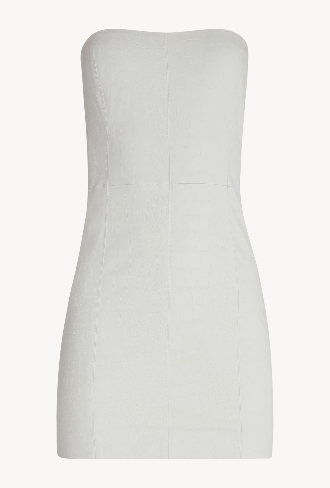 WHITE CROC EMBOSSED LEATHER STRAPLESS DRESS - 10
