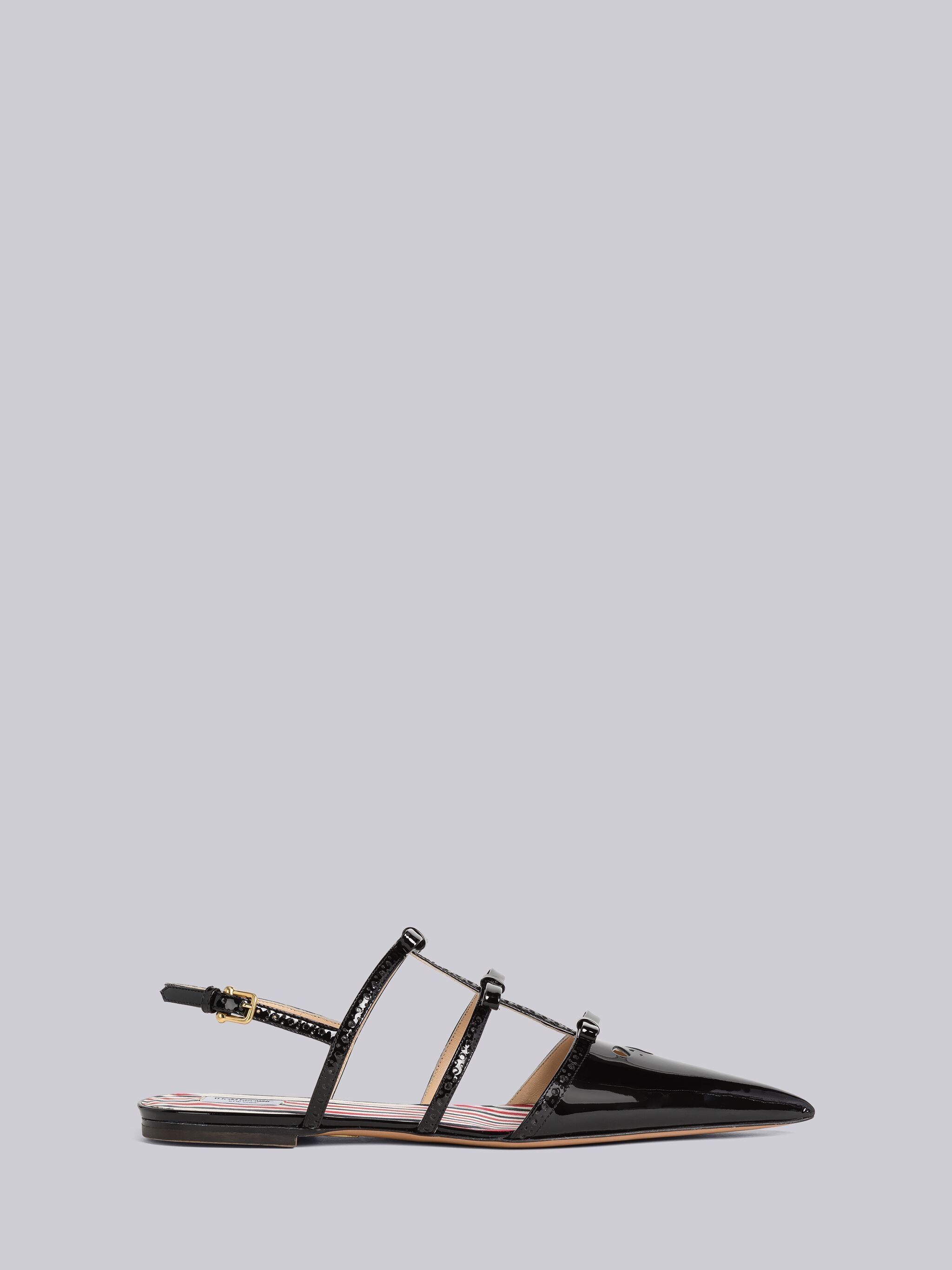 Patent Pointed Bow Slingback Flats - 1