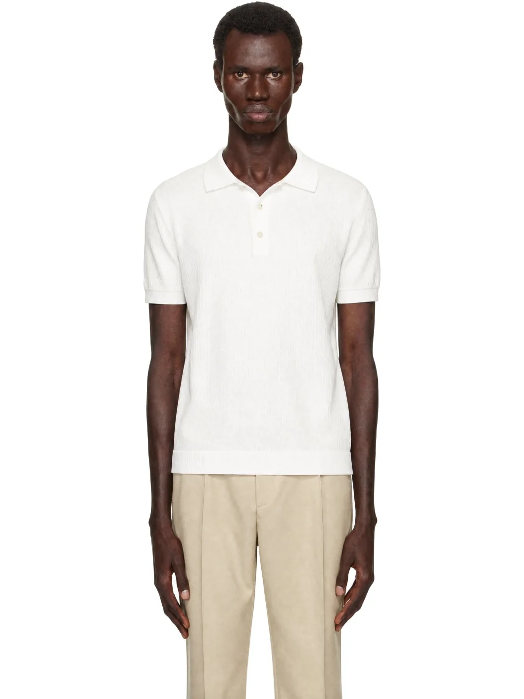 White Button Placket Polo - 1