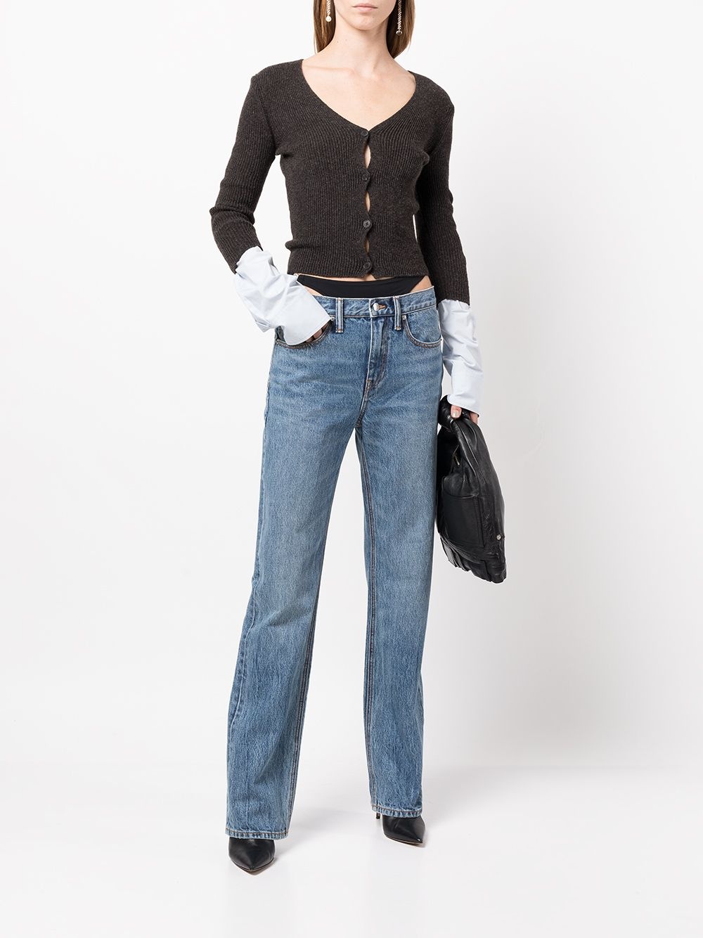 layered ribbed-knit cardigan - 2