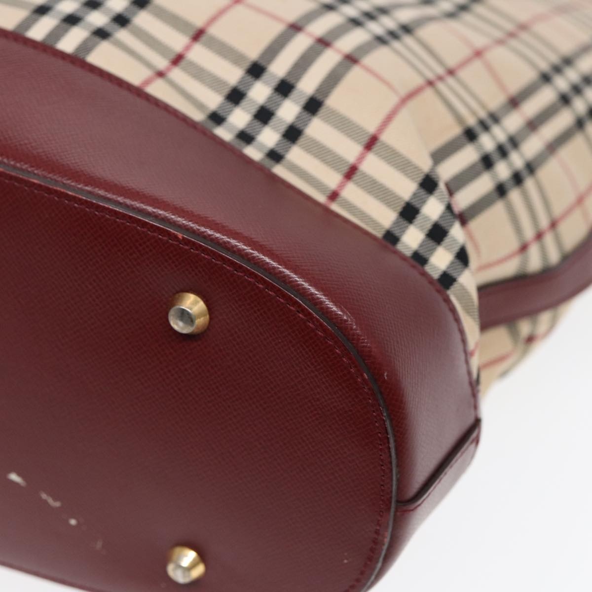 Burberry Nova Check Tote Bag Canvas Leather Beige Bordeaux - 14