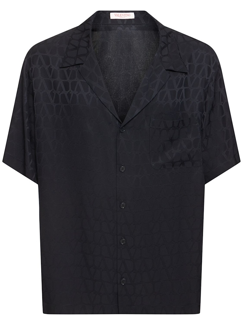 Monogram logo silk shirt - 1