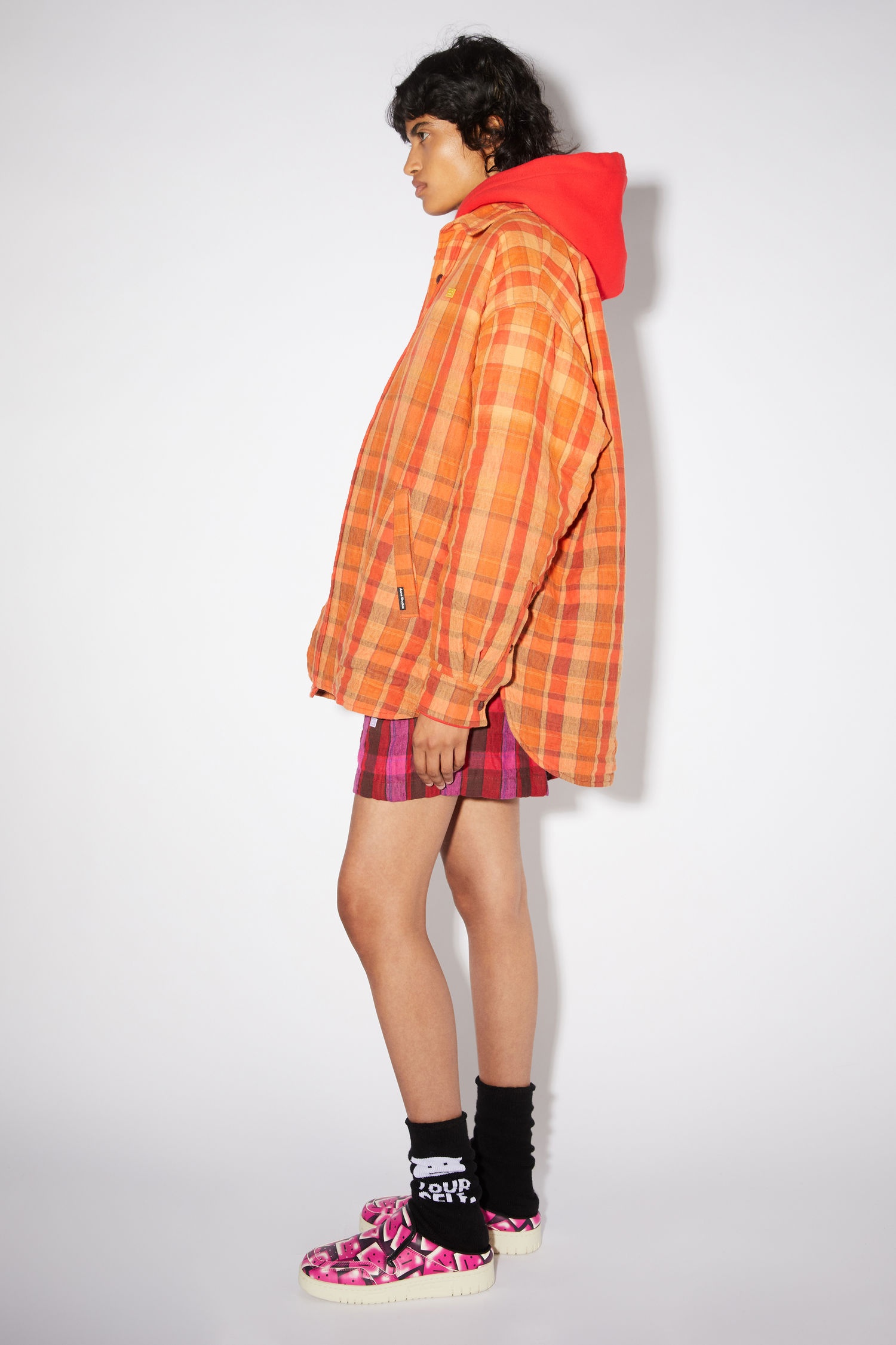 Oversized shirt - Brick red/apricot orange - 4