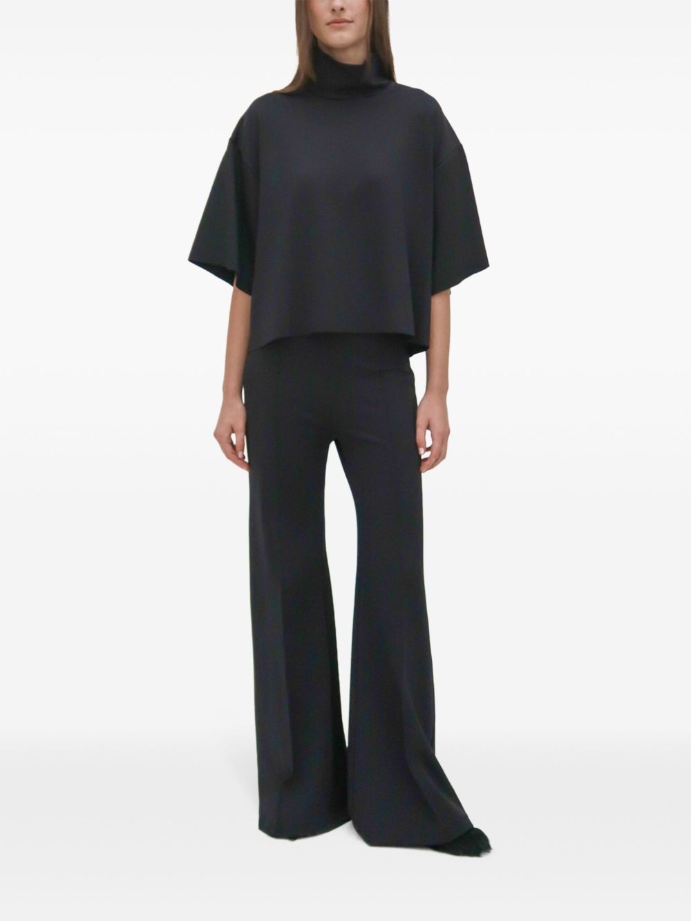 pintucked flared trousers - 2