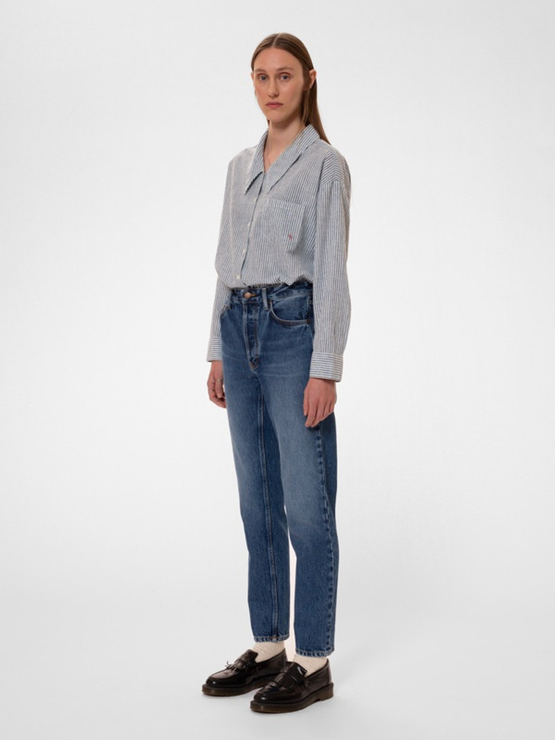 Nudie Jeans Amalia Indigo Striped Shirt Blue/Offwhite outlook