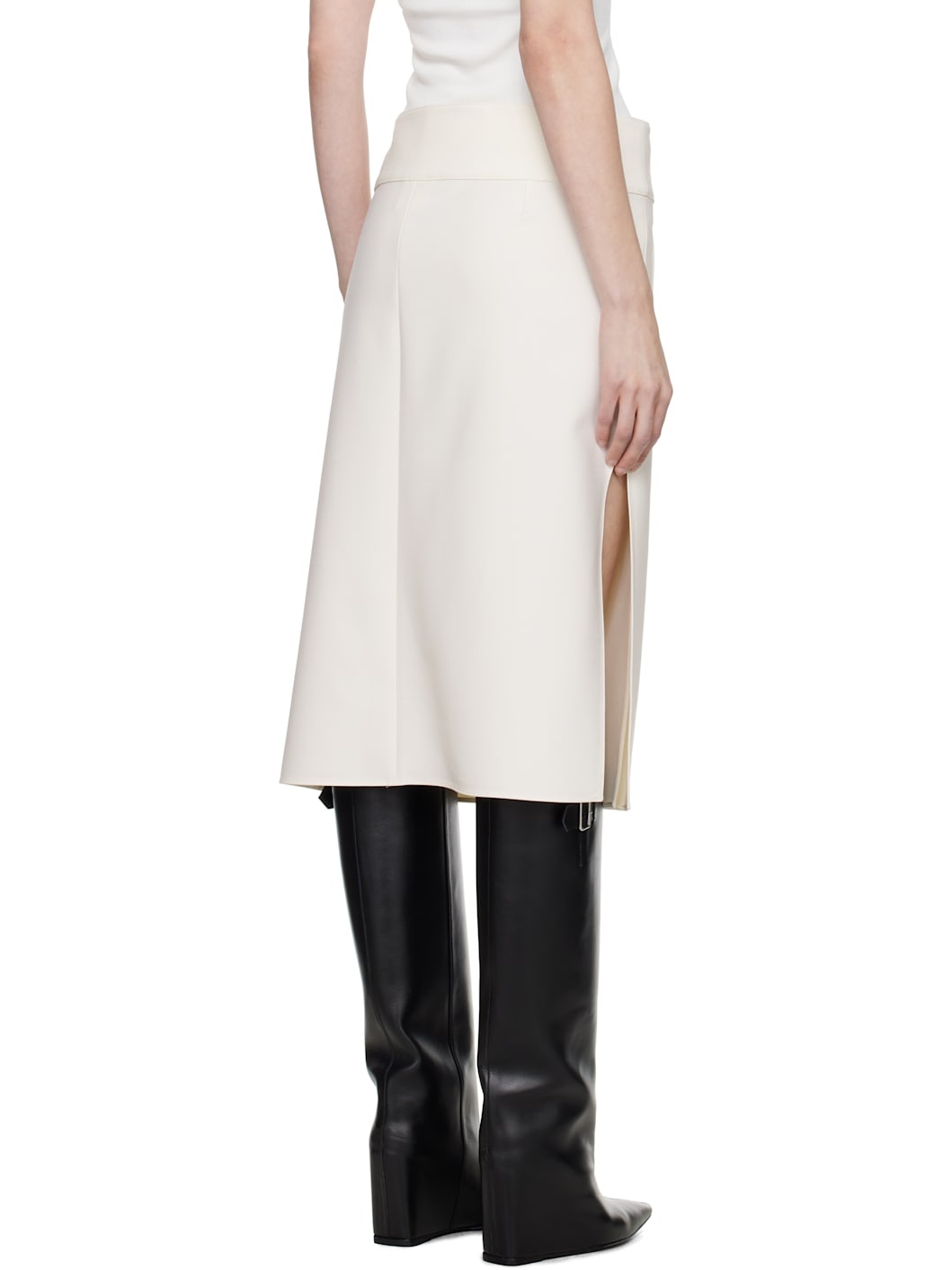 Off-White Belted Slit Midi Skirt - 3