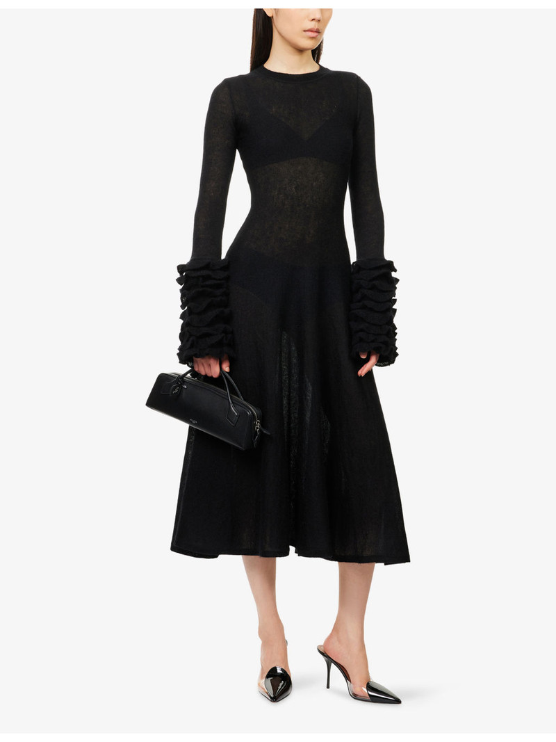 Alaïa Frill-Cuff Knitted Wool-Blend Midaxi Dress outlook