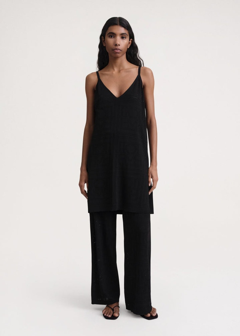 Totême Monogram pointelle slip dress black outlook