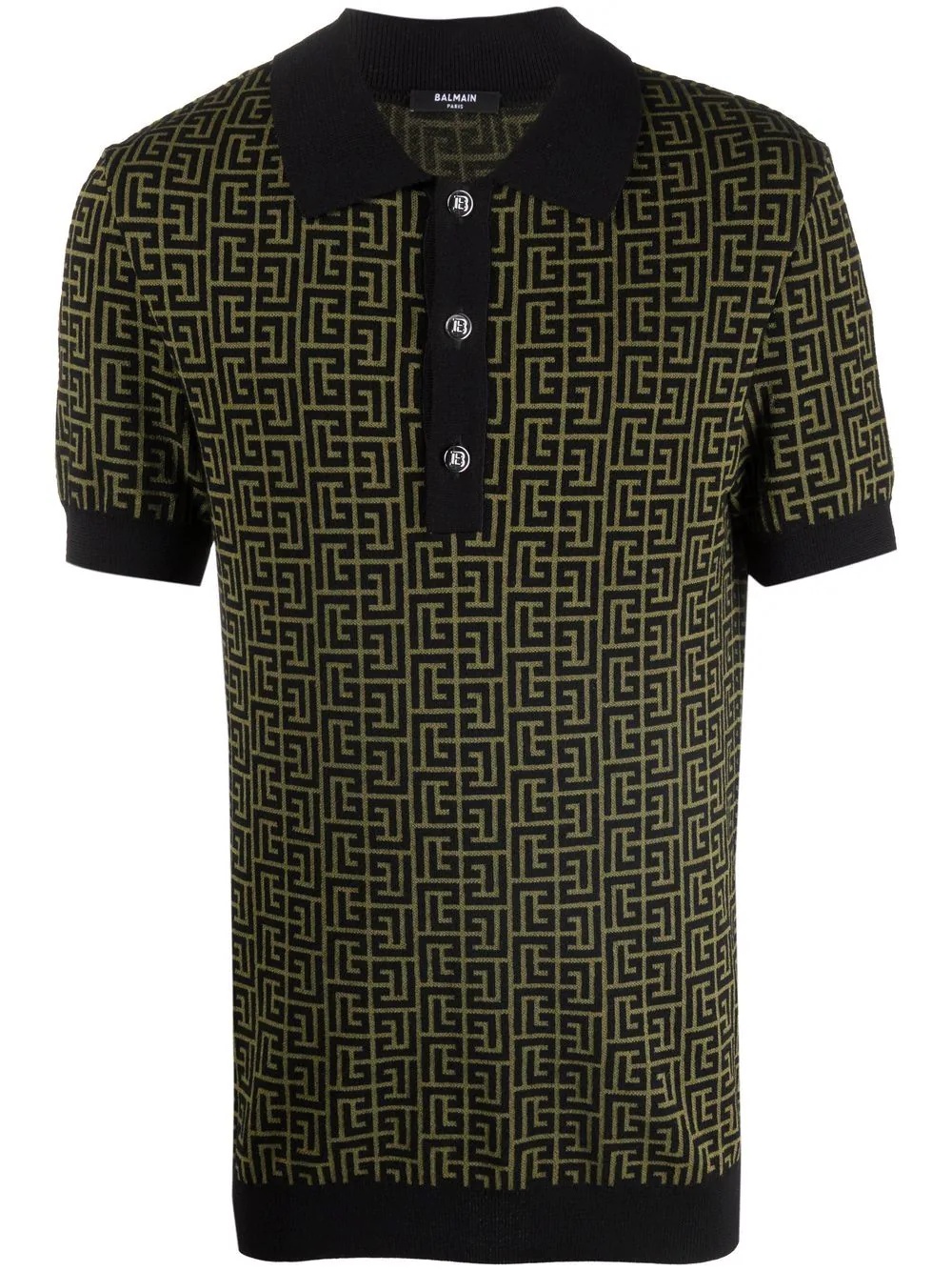 monogram-pattern short-sleeve polo shirt - 1