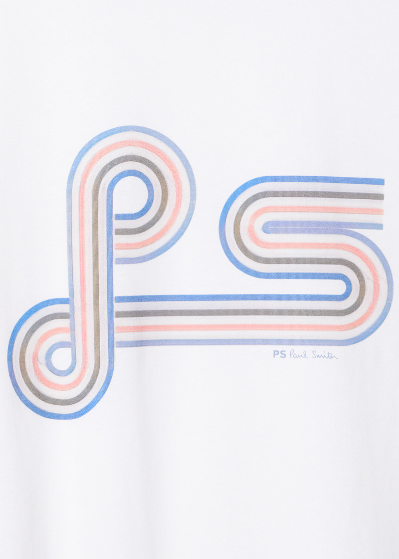 Paul Smith White Organic Cotton 'PS' Spiral Print T-Shirt outlook