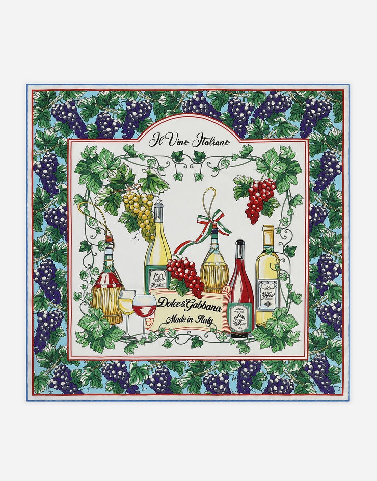 Wine-print twill scarf (70 x 70) - 1