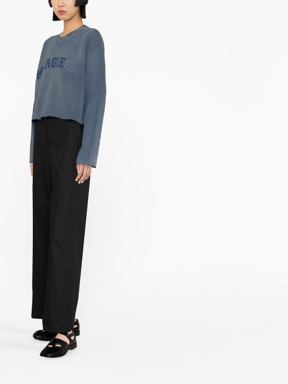 logo-patch cropped cotton-jersey sweatshirt - 3
