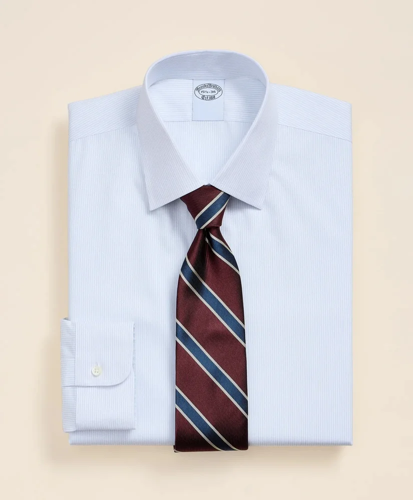 Supima® Cotton Non-Iron Dobby Ainsley Collar Striped Dress Shirt - 1