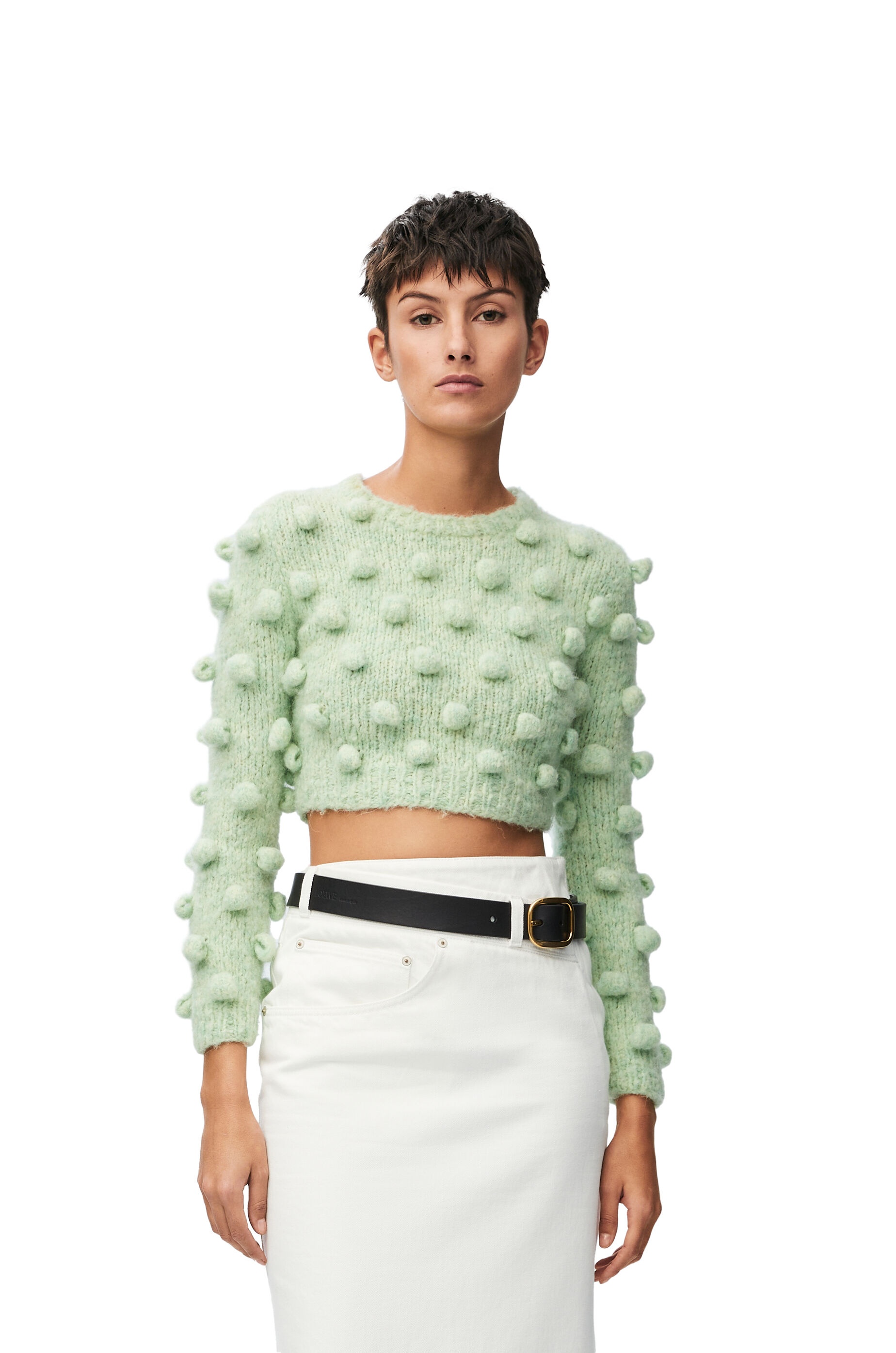 Cropped sweater in alpaca blend - 3