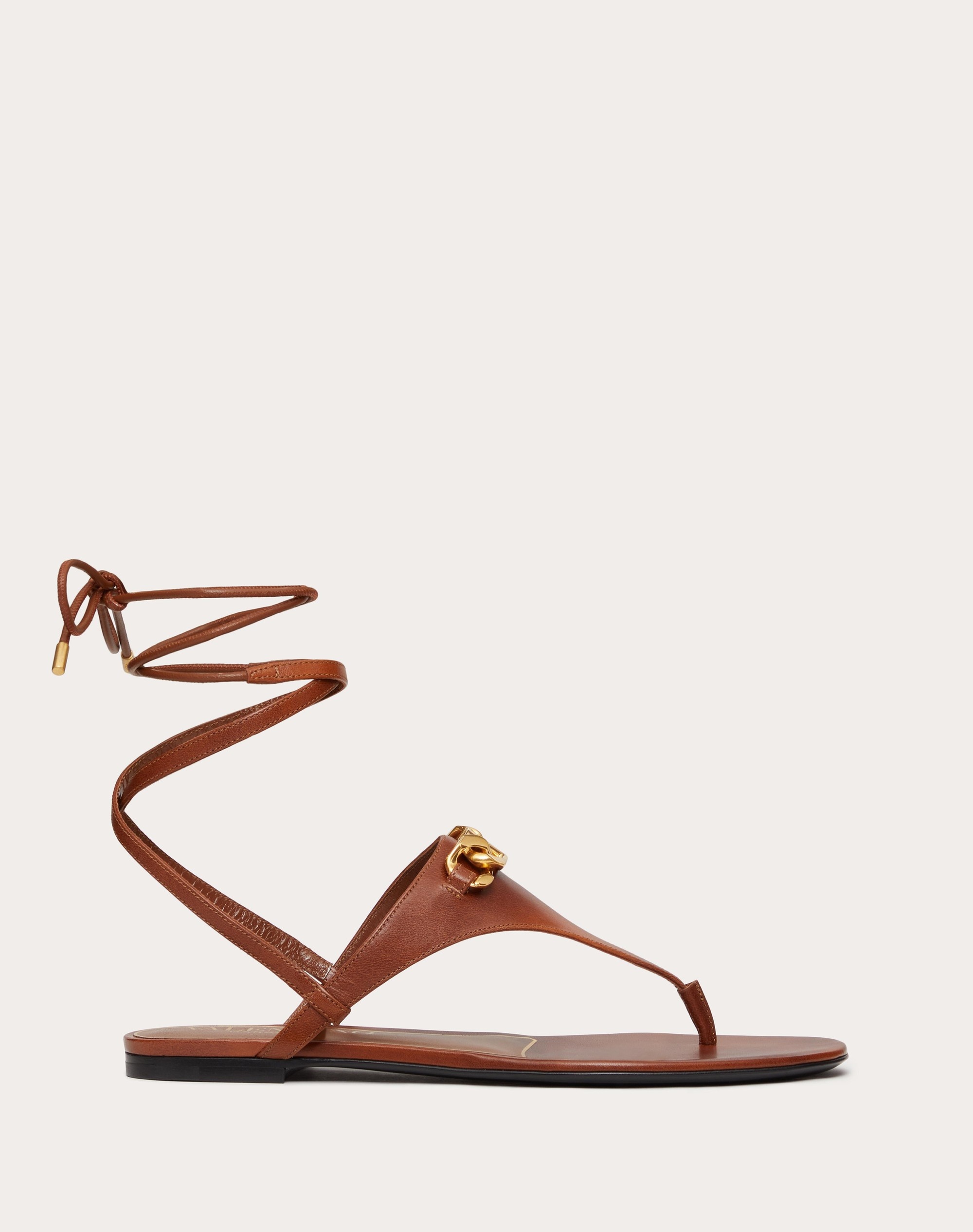 VLOGO CHAIN CALFSKIN FLAT THONG SANDALS - 1