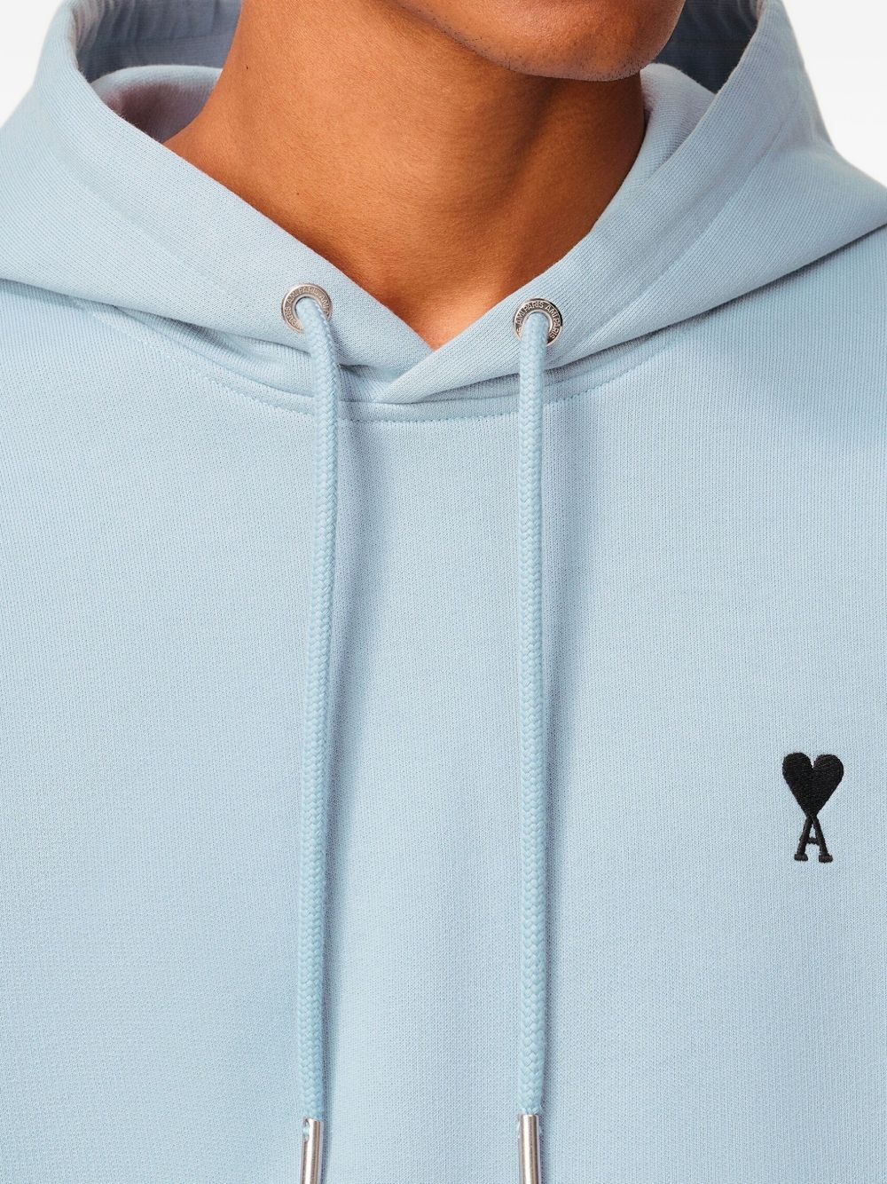 Blue Cotton Contrasted Ami De Coeur Hoodie - 4