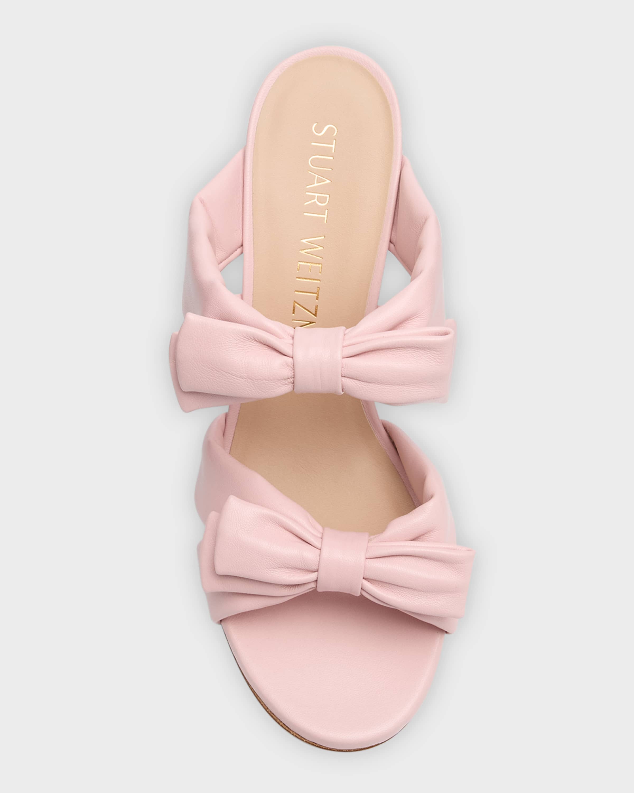 Sofia Leather Bow Slide Sandals - 6