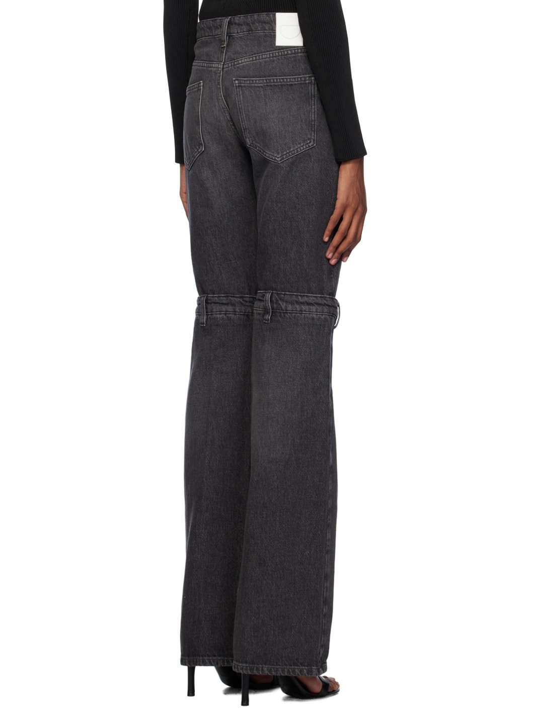 Black Open Knee Jeans - 3