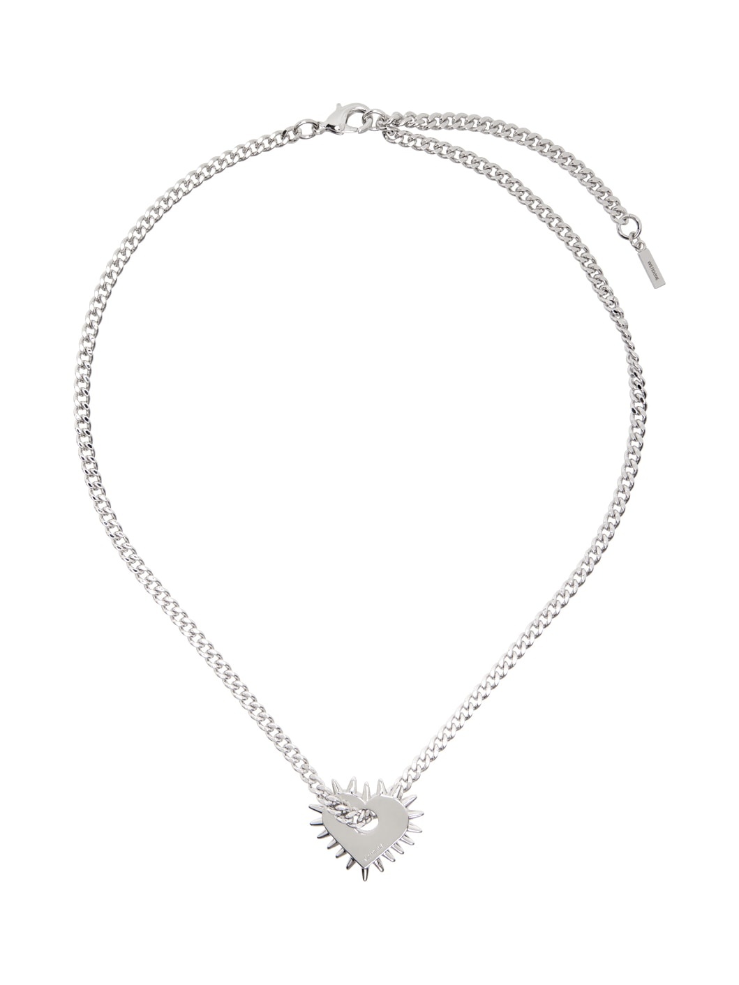 Silver Spike Flat Heart Necklace - 1