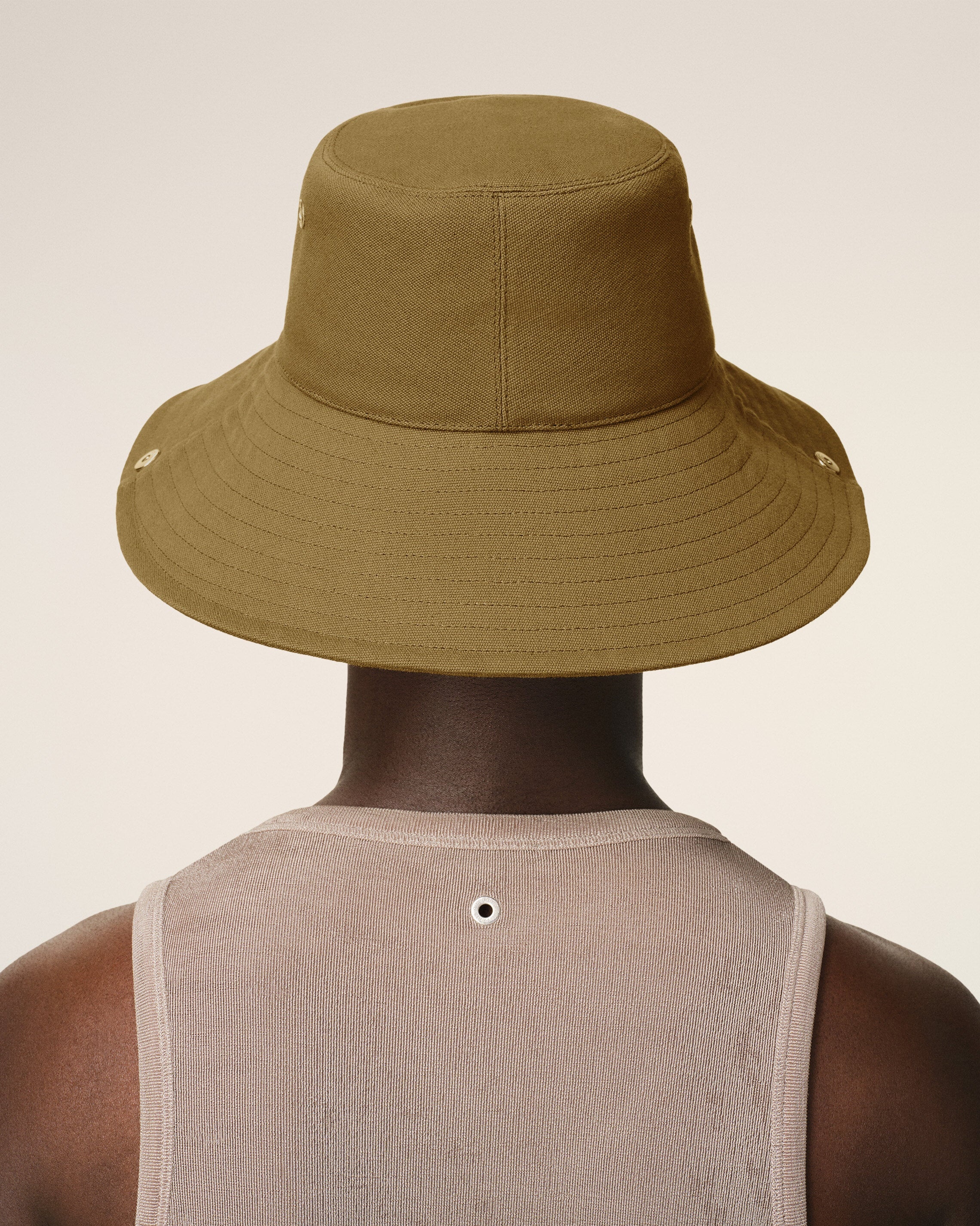 KHAKI COTTON AMI DE COEUR PLATE HAT - 6