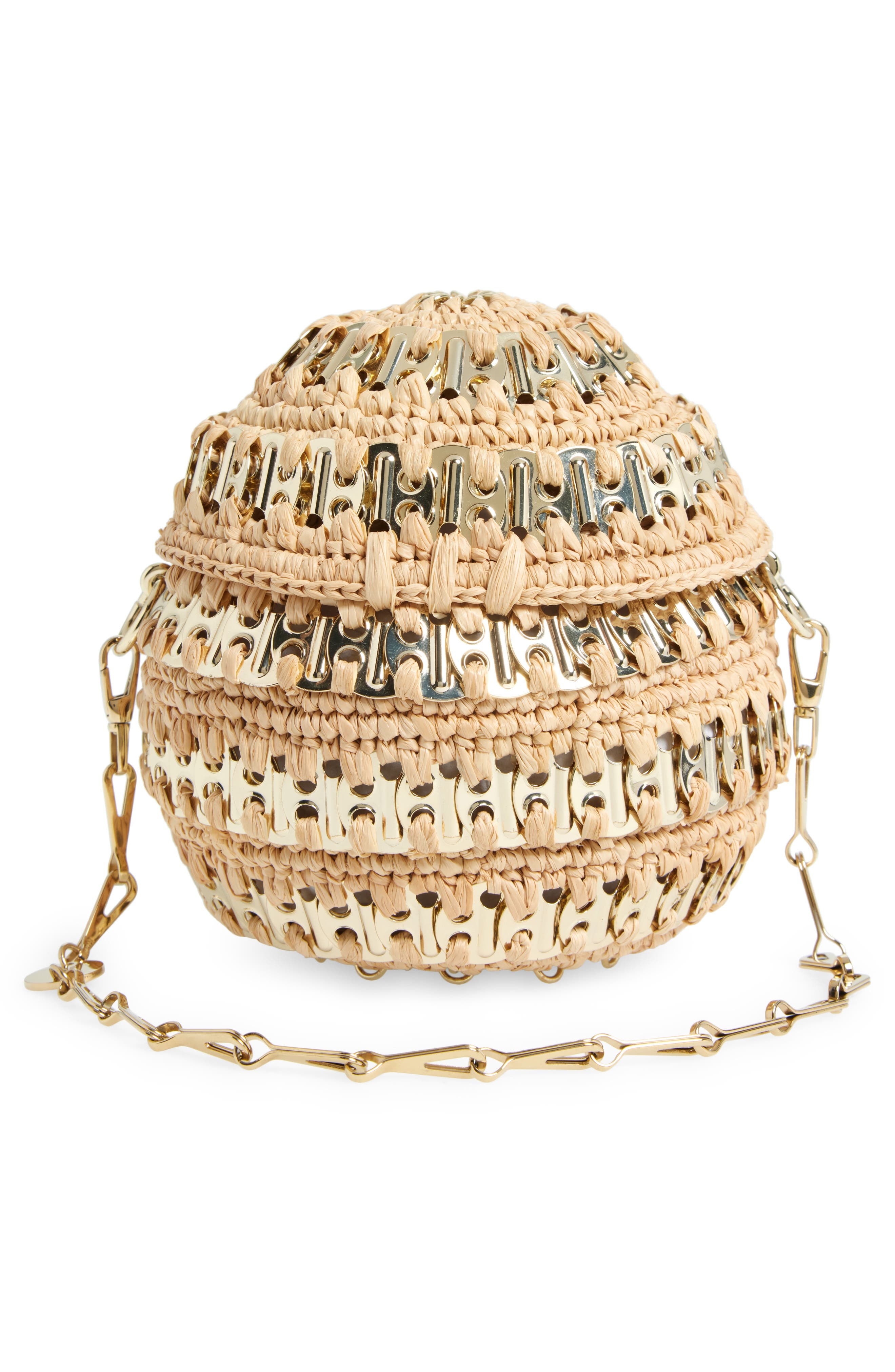 Rabanne 1969 Ball Raffia Shoulder Bag in Natural /Light Gold at Nordstrom - 3