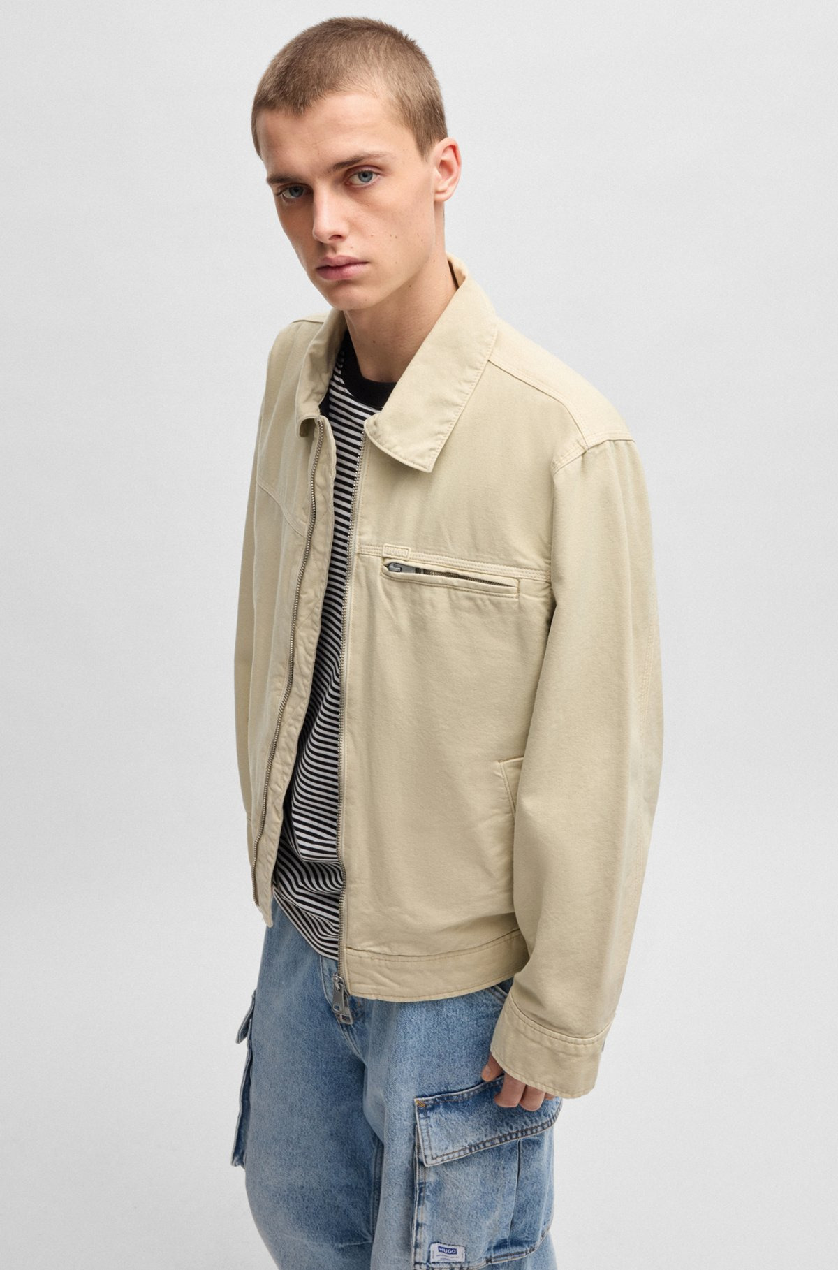 REGULAR-FIT PADDED JACKET IN COTTON CANVAS - 6