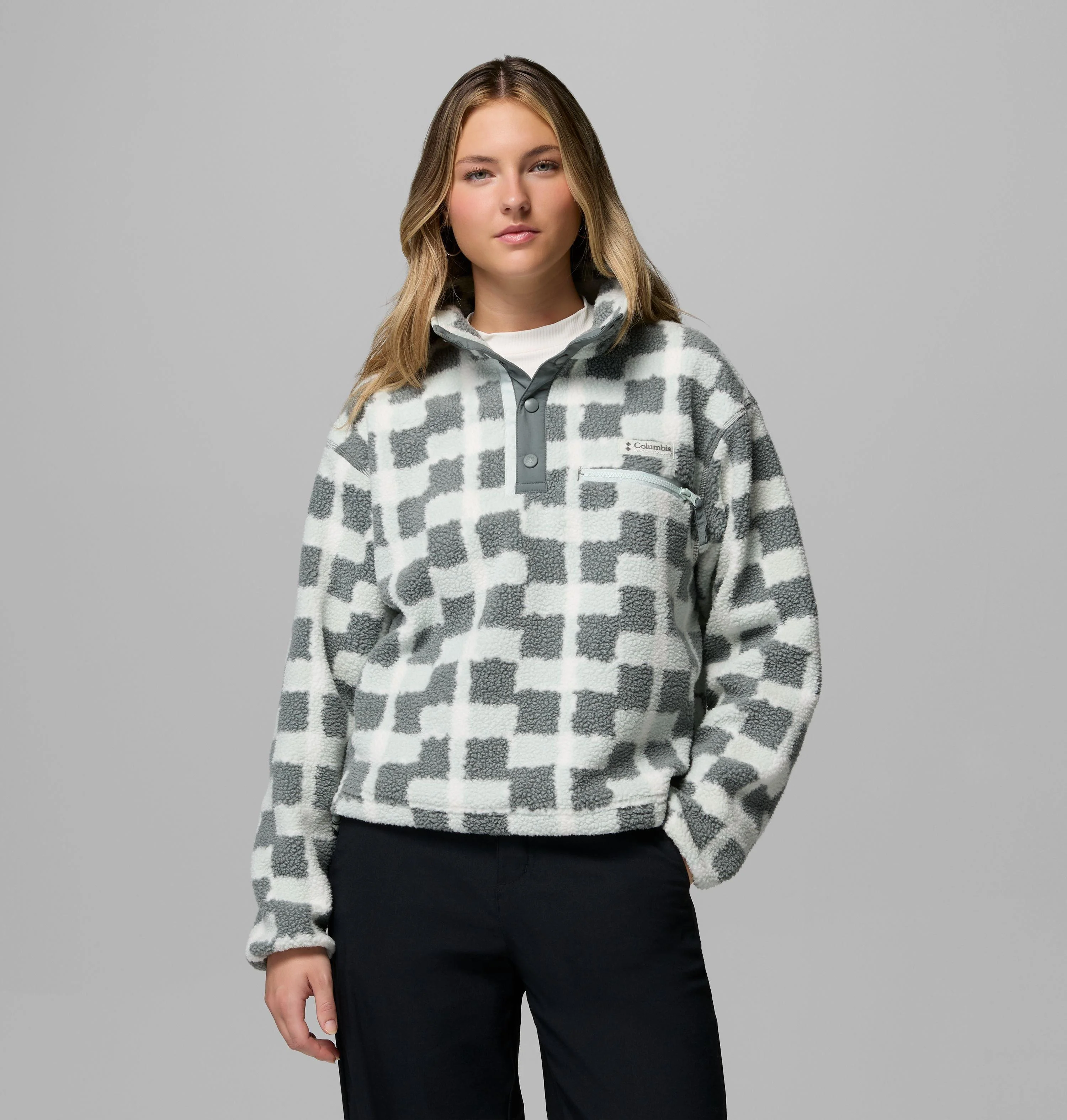 Women's Helvetia II Printed Cropped Half Snap Fleece Pullover - 1