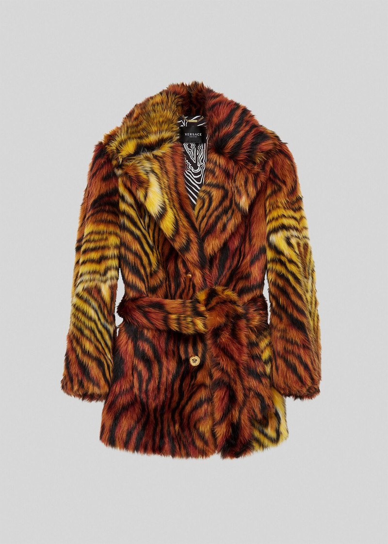 Virtus Animalier Pattern Faux Fur Coat 1