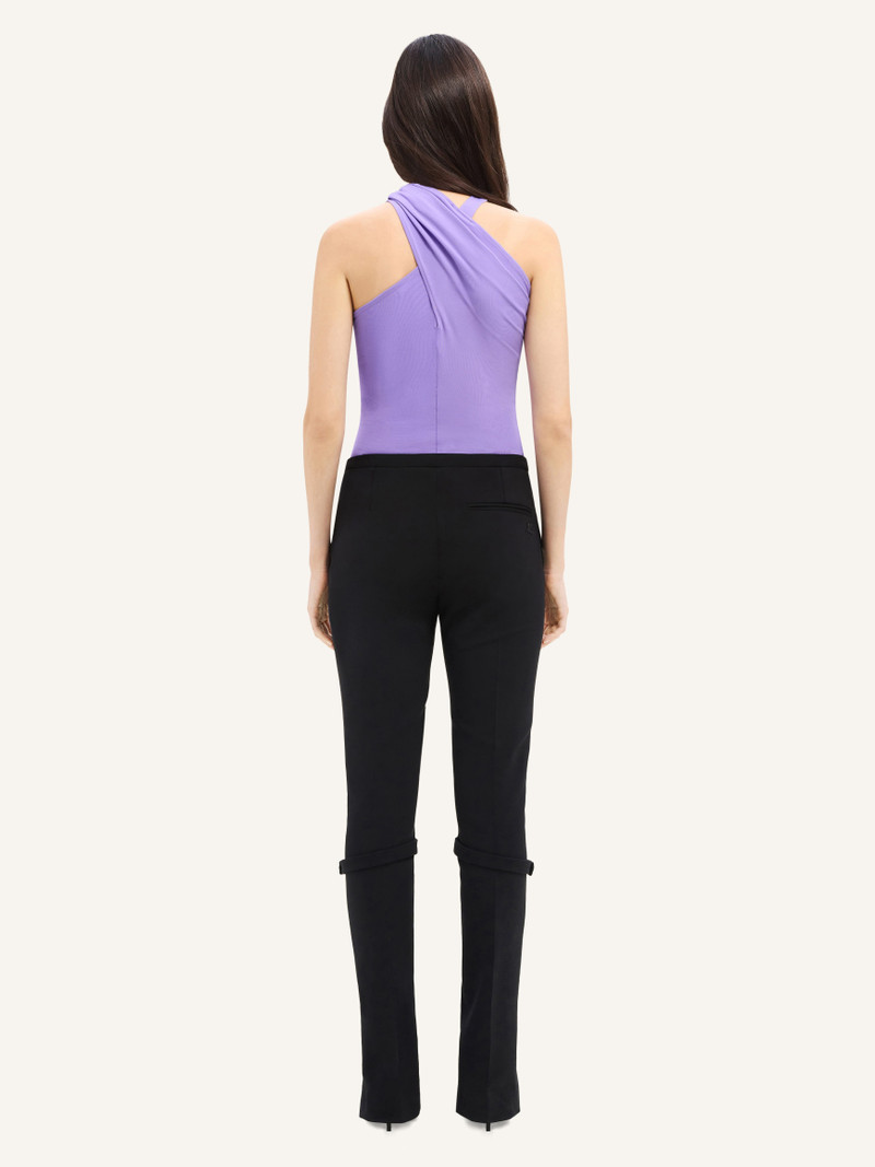 ZIPPED STRETCH WOOL TAILORED PANTS 4