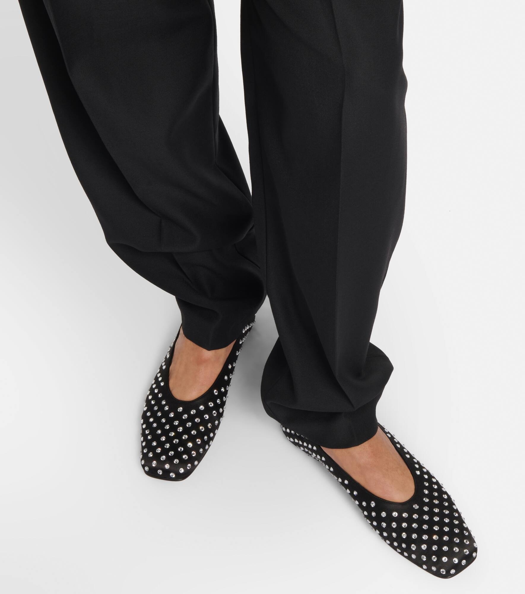 Embellished satin ballet flats - 4