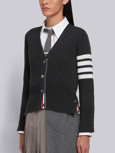 Thom Browne Dark Grey Cashmere 4-Bar V-Neck Cardigan outlook