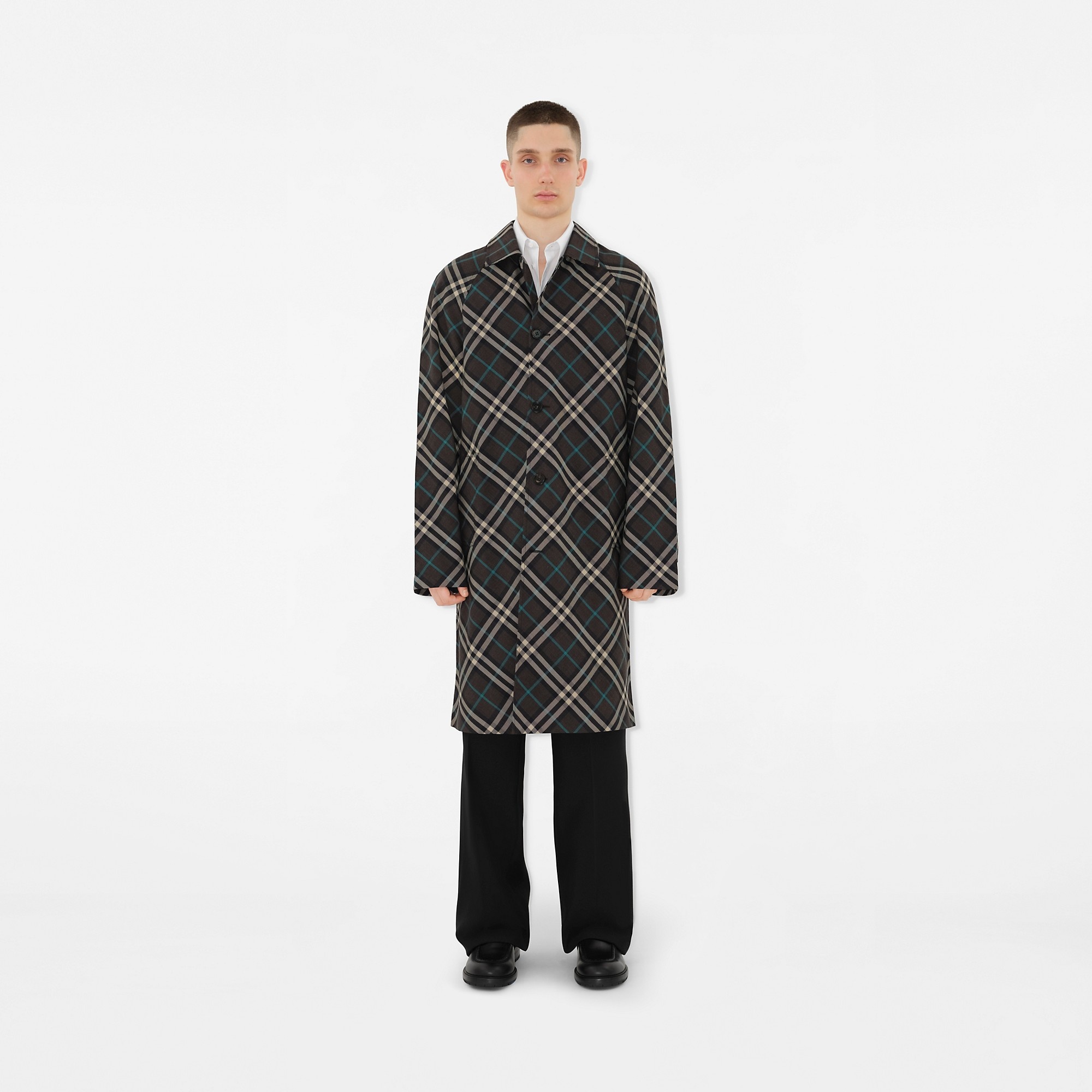 Mid-length Check Car Coat - 2