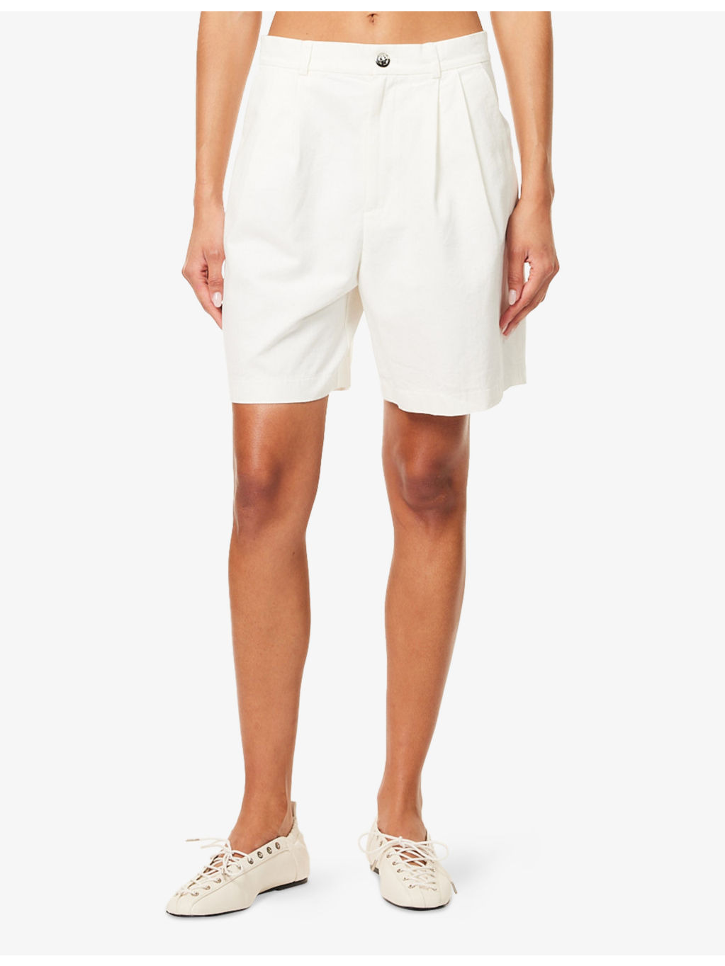 Carrie Pleated Cotton Shorts - 3