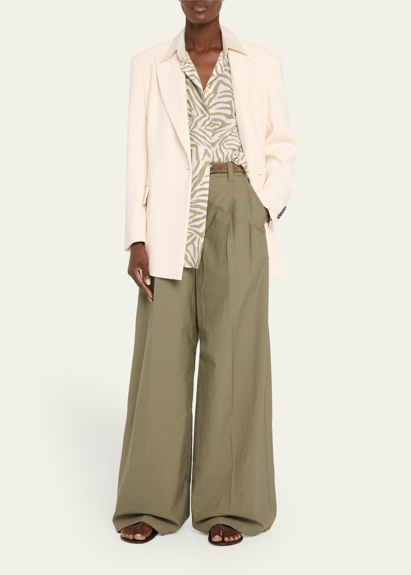 Brunello Cucinelli Techno Cotton Poplin Pleated Wide-Leg Sartorial Pants outlook