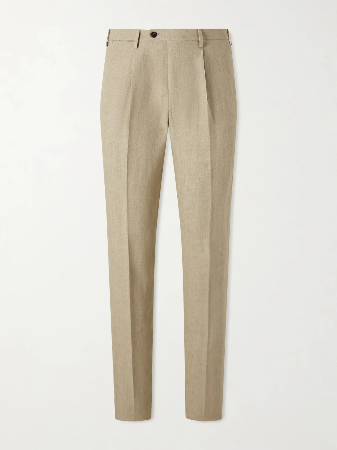 Straight-Leg Pleated Linen Trousers - 1