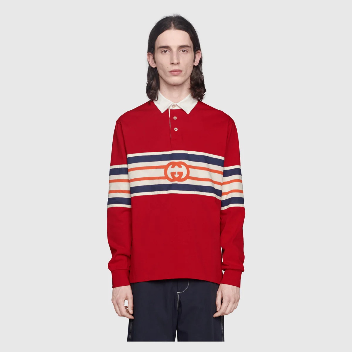 Jersey polo sweatshirt with Interlocking G - 3