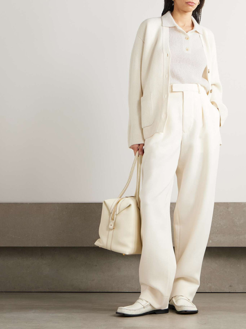LISA YANG Masy cashmere and silk-blend polo shirt Cream outlook