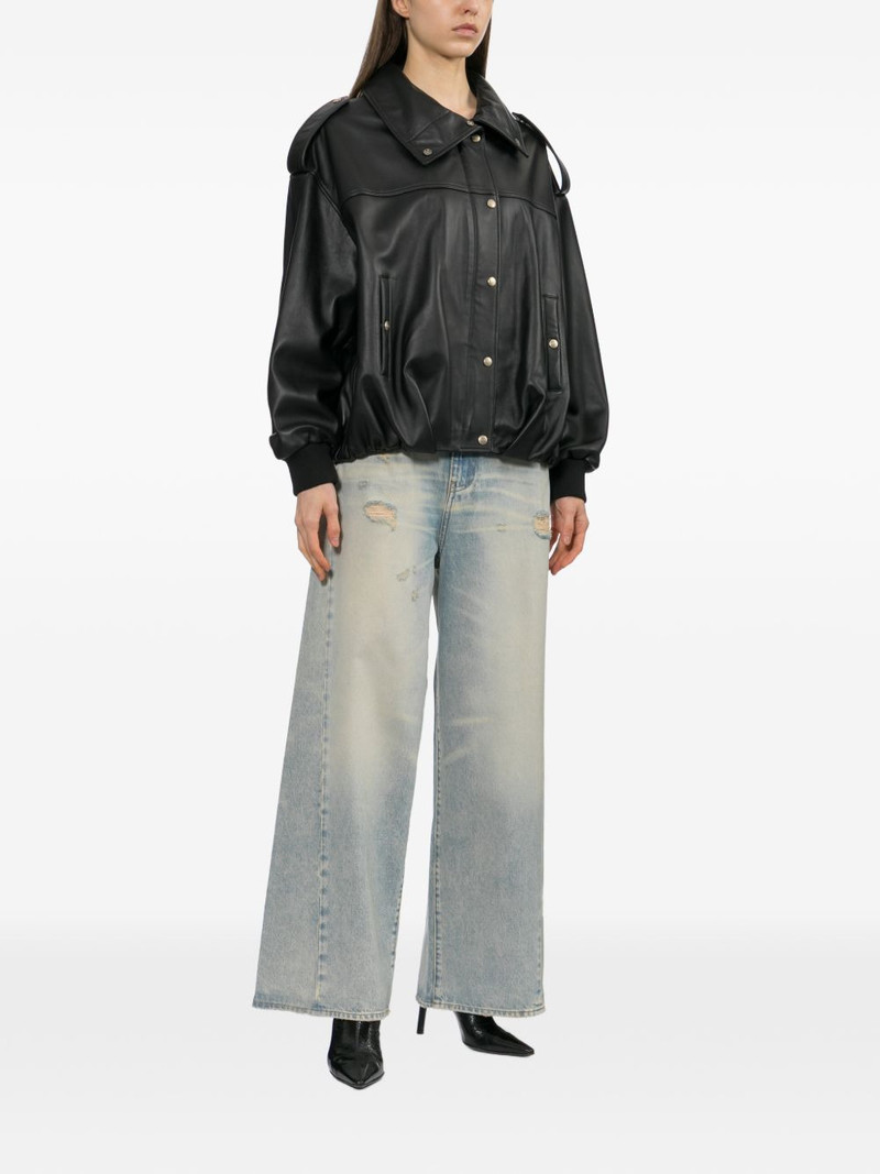 HALFBOY®️ snap-button leather jacket outlook