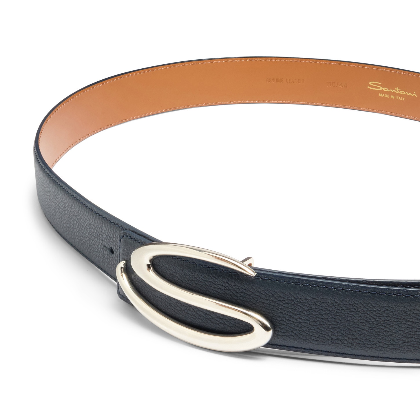 Blue tumbled leather belt strap - 3